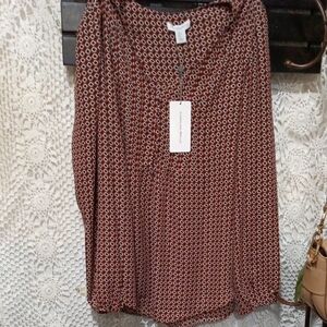 Carolina Belle Brown and White Patterned Blouse